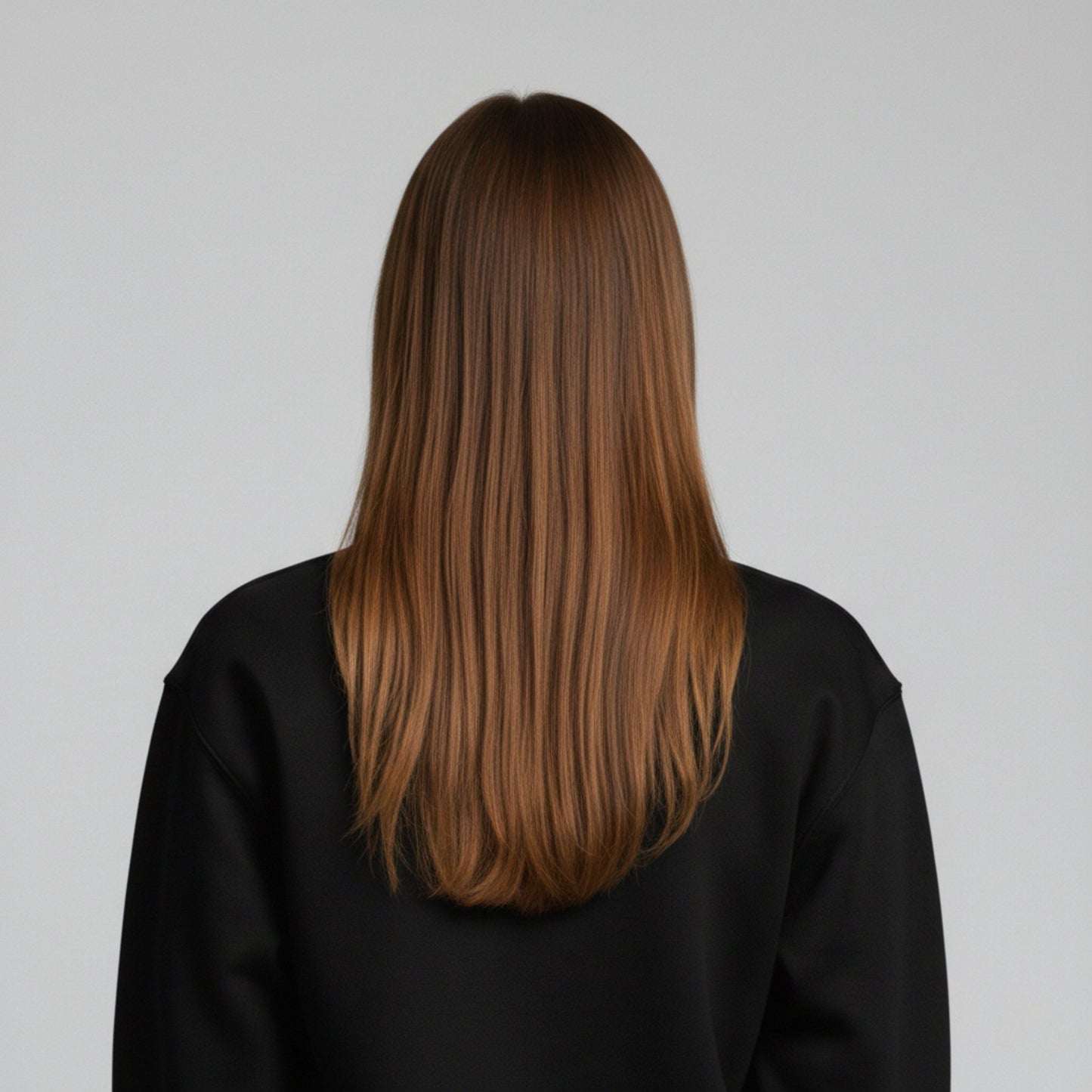 "Technical rear detail of the 8.5oz Archival Crewneck in Void Black. Showcases the double-needle stitching and reinforced shoulder build of our premium hardware."