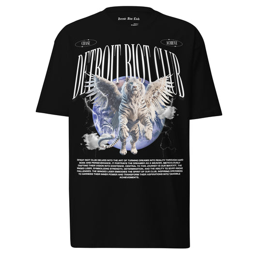 Detroit Riot Club Liger Odyssey Tee: 6.5oz Heavyweight Hardware featuring the archival Winged Liger mascot. Engineered in Detroit.