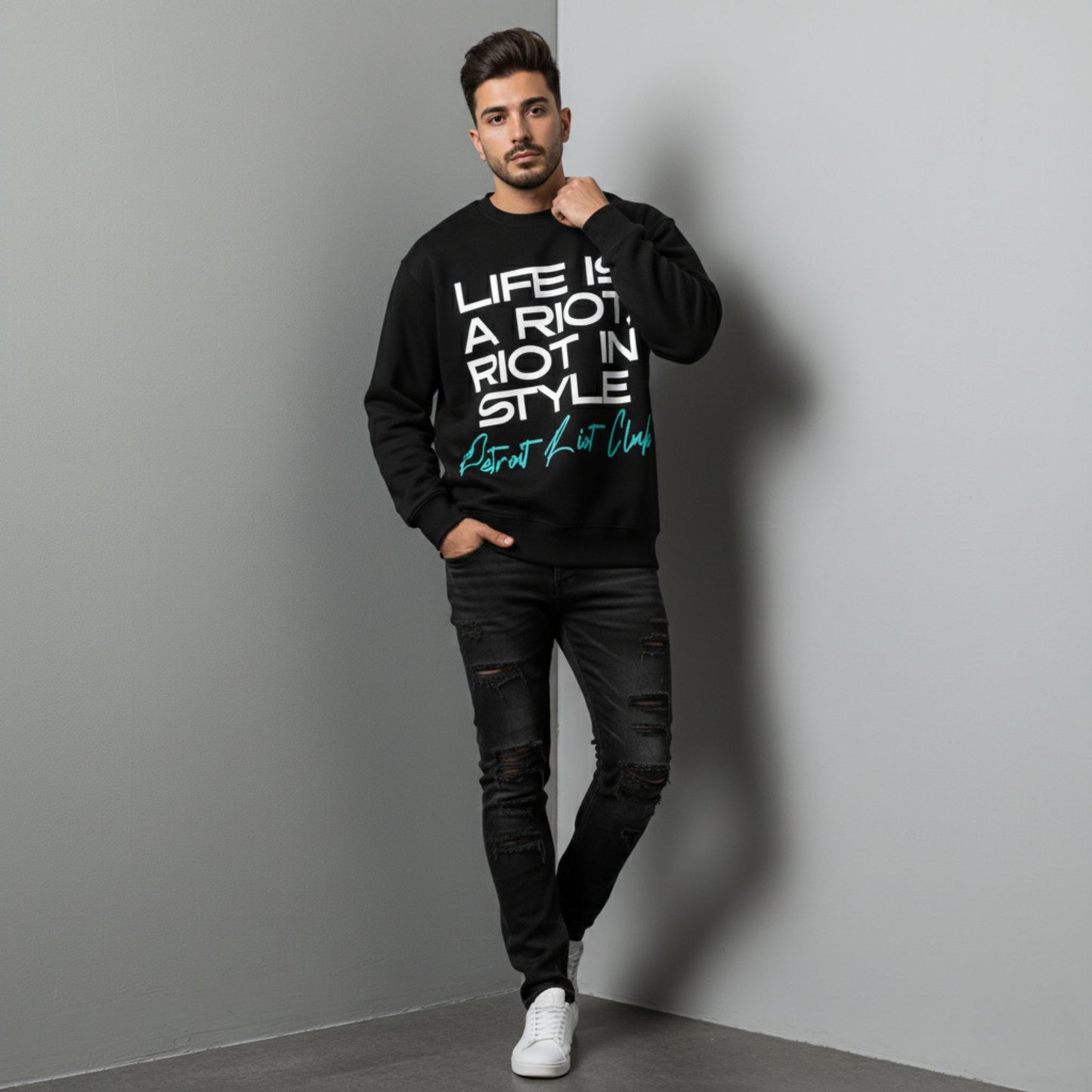 Riot Club Motto (Black) Crewneck